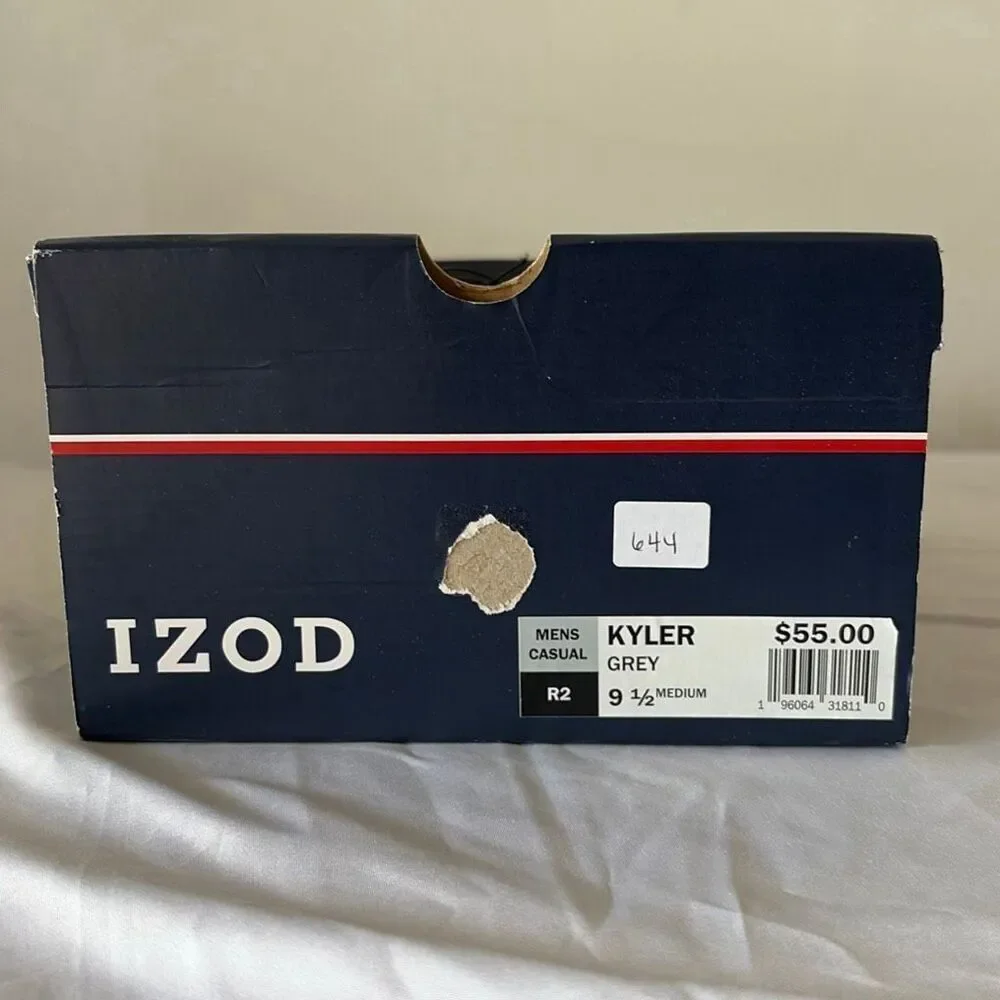 IZOD Shoes Mens 9.5 Gray Kyler Lace Up Memory Foam Casual Comfort New In Box